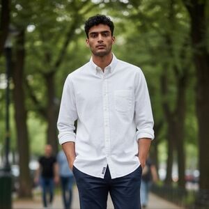 Allen Solly 80s Athletic Cut Shirt 17.5-35 White Cotton Hong Kong